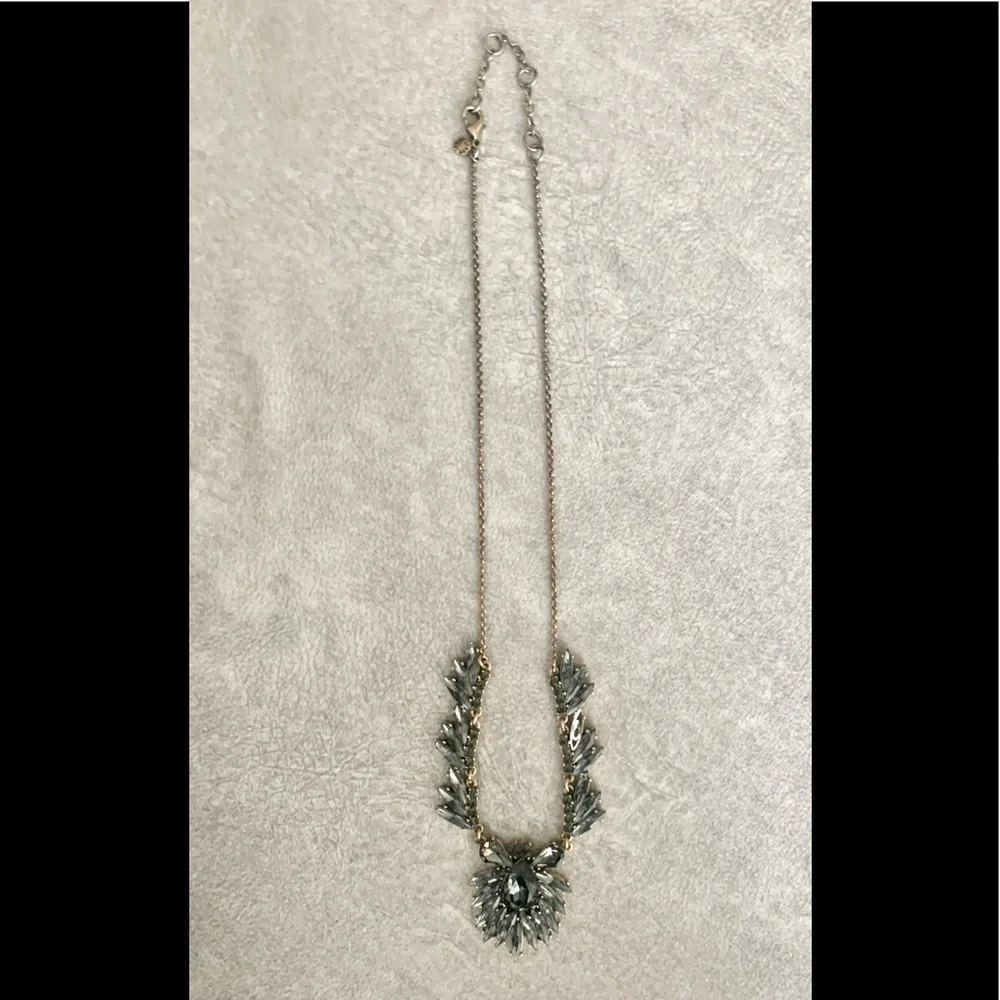 J. Crew blue/grey tone crystal statement necklace. Longer length. - Picture 4 of 6